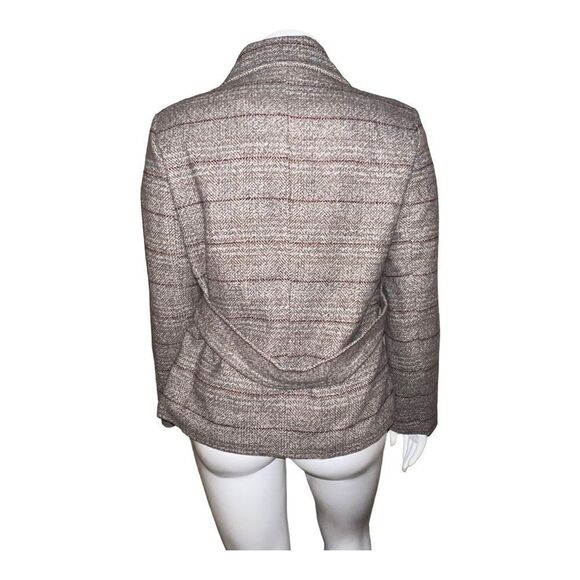 Maralyn Me Juniors Notched-Collar Double-Breasted Peacoat Brown Red Plaid XXL - Picture 4 of 9